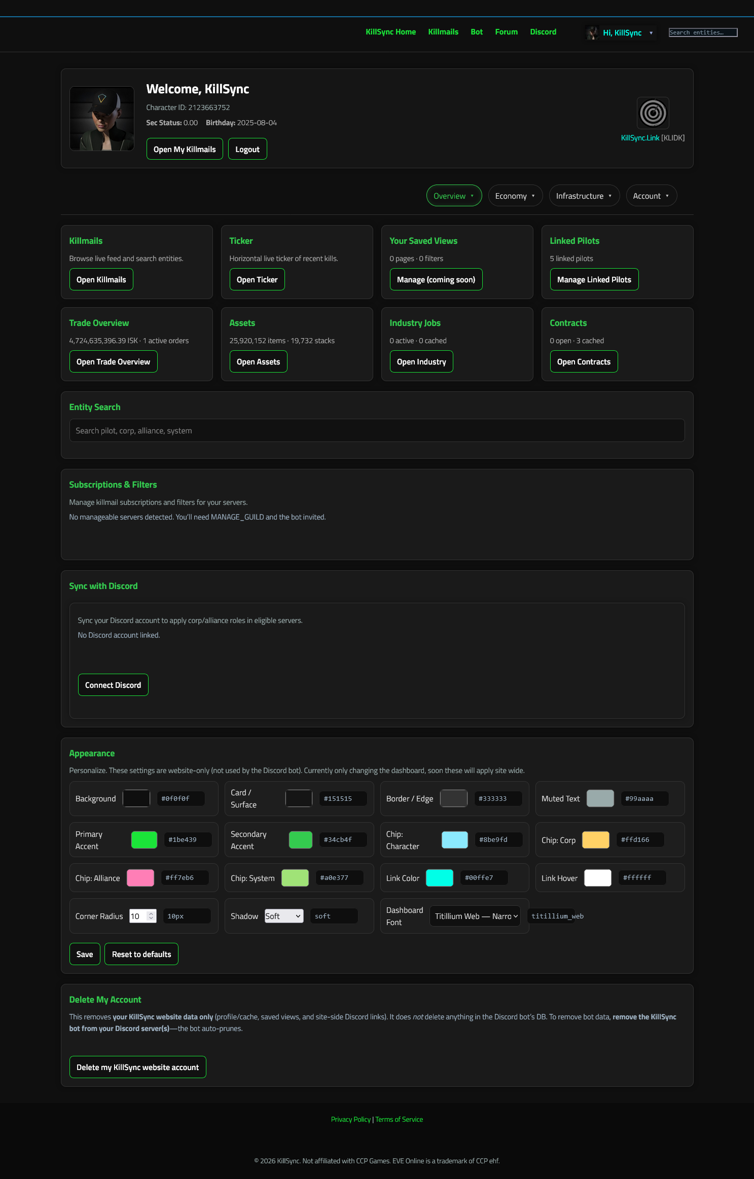 KillSync dashboard overview screenshot